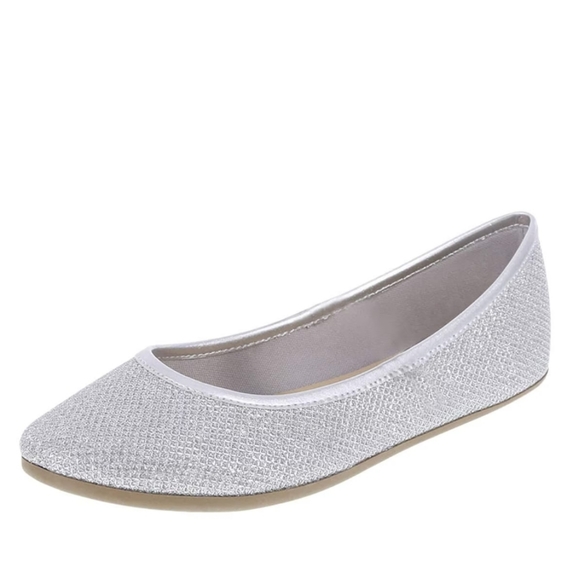 New! Smart Fit Chelsea Silver Ballet Flats - Picture 2 of 9